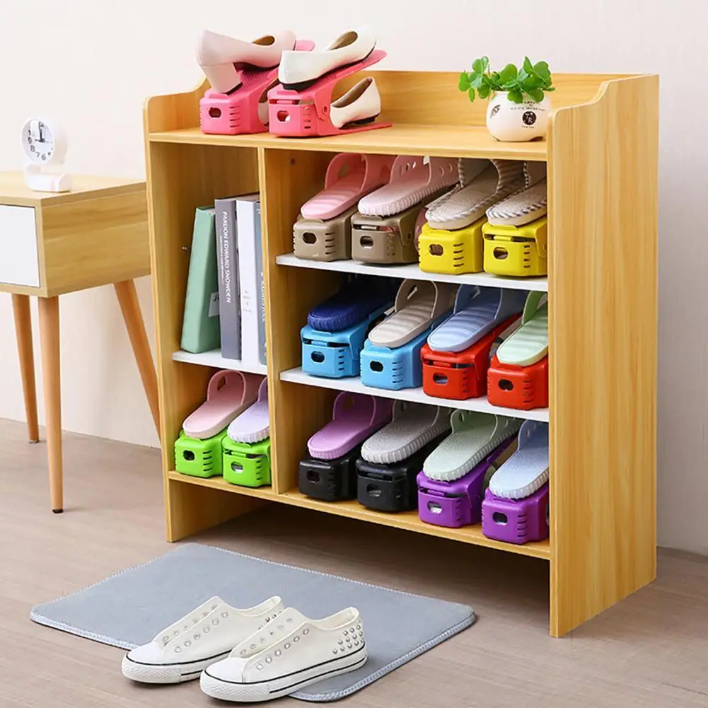 

Plastic Shoes Organizer for Living Room Space Saving Adjustable Shoe Organizer Shoe Rack Stand Double Shoes Organizers Stand She