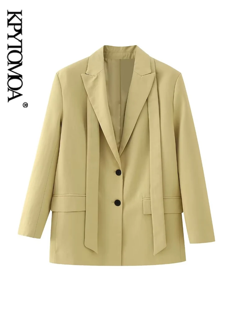 

KPYTOMOA женский модный с поясом прямой пиджак пальто Винтажное с длинным рукавом на пуговицах женская верхняя одежда шикарные женские Пиджаки