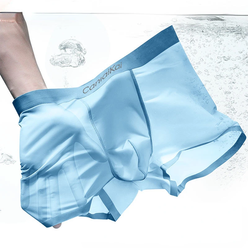 Ice Silk Men's Panties Solid Man Boxer Breathable Underpants Quick Dry Briefs Summer Cotton Antibacterial Inner Crotch Underwear