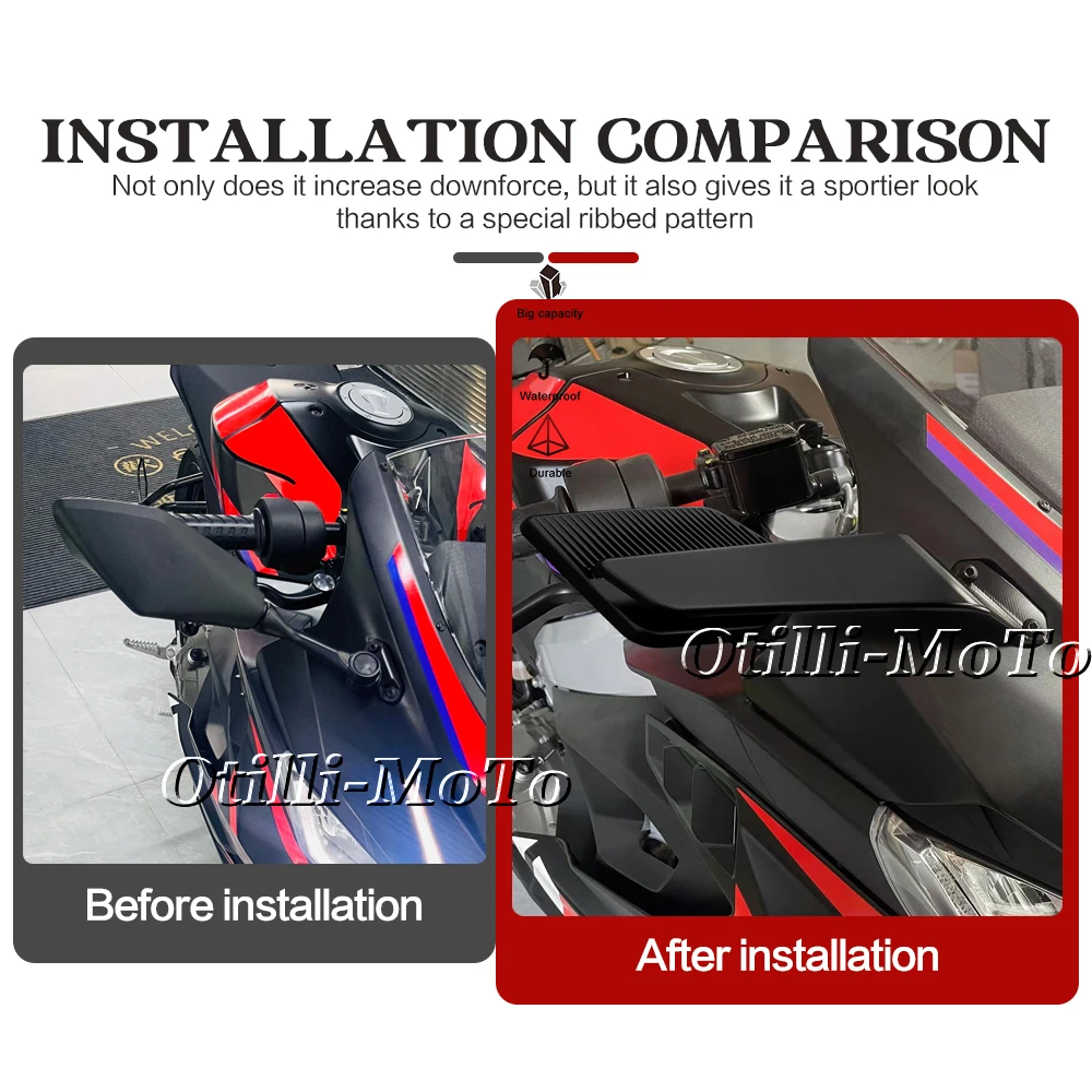 Фото Новое зеркало заднего вида для мотоцикла Aprilia RS457 2024-2026 Stealth Sport Winglet, регулируемые зеркала Stealth Max №3