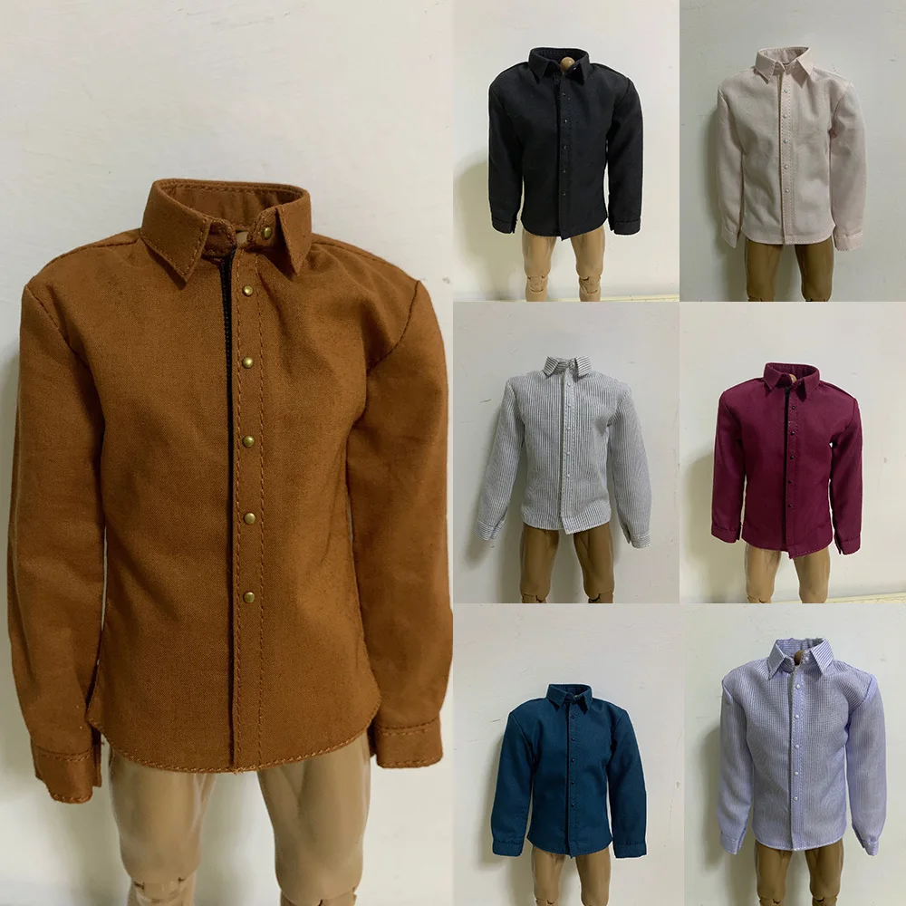 

Рубашка мужская с длинными рукавами, однотонная Повседневная Деловая блузка с солдатиком, модель экшн-фигурки 12 дюймов, 1/6