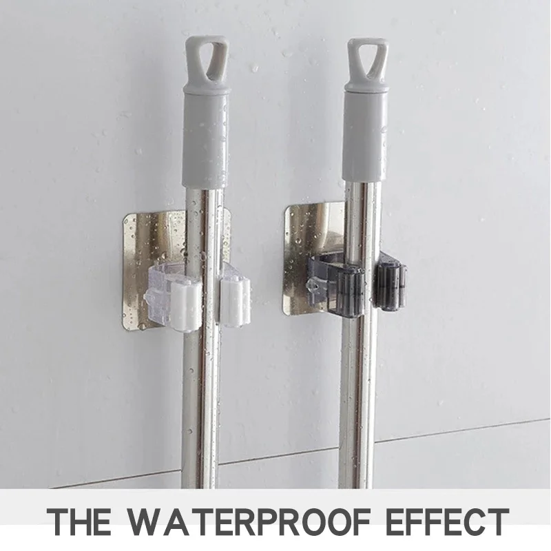 

Multi-Purpose Adhesive Hooks Wall Mounted Mop Organizer Holder RackBrush Broom Hanger Hook Kitchen Bathroom Strong Hooks