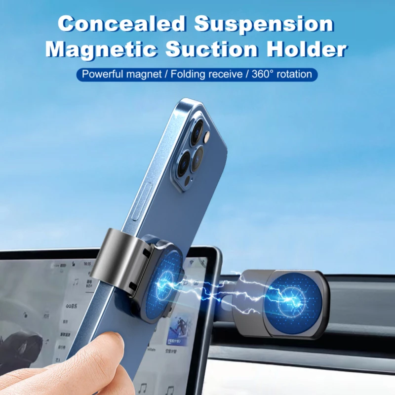 Magnetic Car Phone Holder Mobile Cell Phone Stand Smartphone Pillar For Tesla Magnet Mount Universal Car Bracket