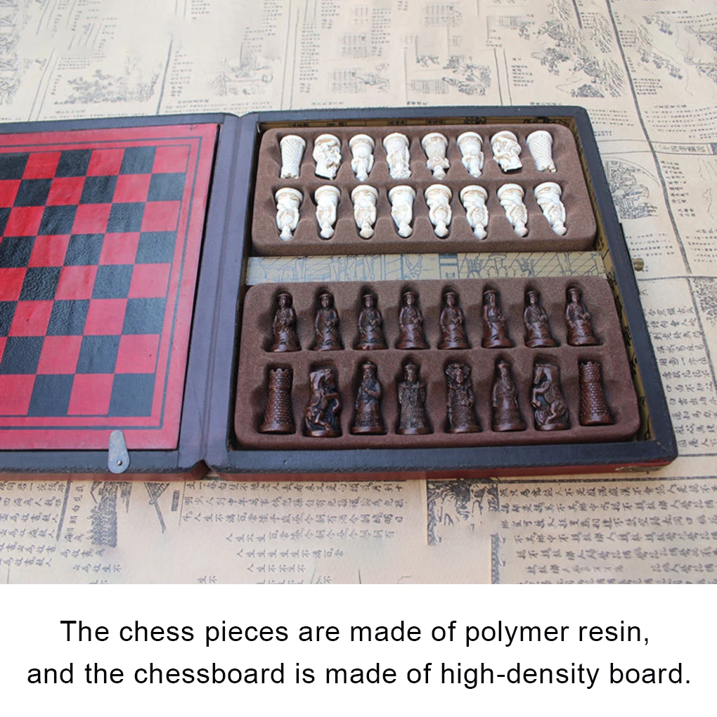 

Vintage Chess Miniature Resin Chessman Family Game Traditional Games Lifelike Portable Move Box Set Gifts Entertainment