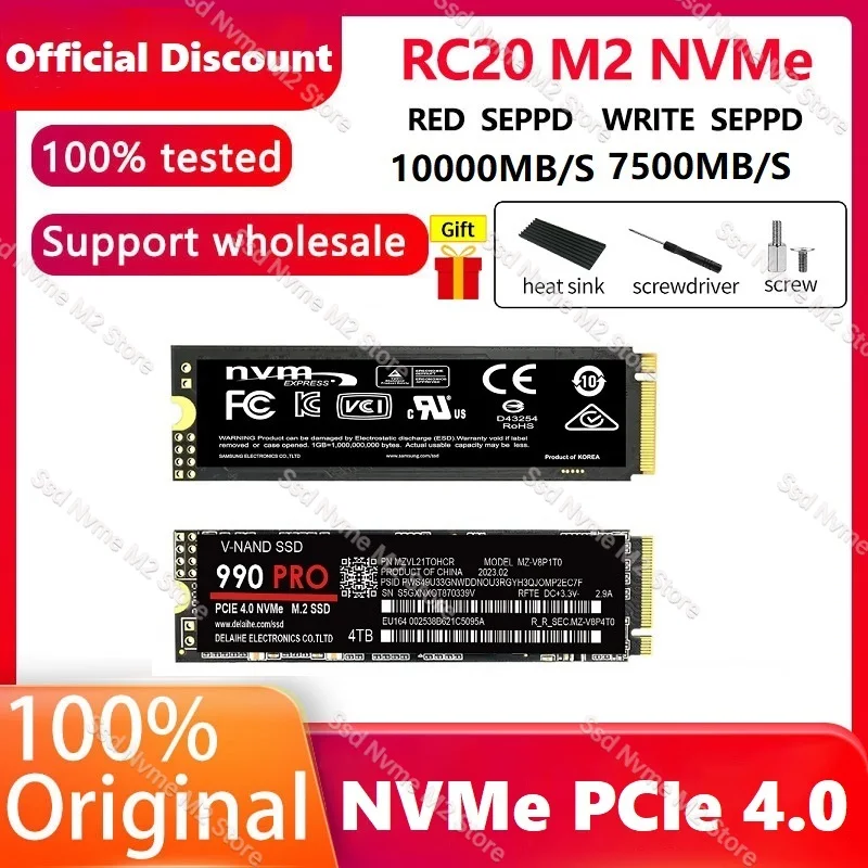 

Netac SSD nvme M2 1tb SSD Drive M.2 2280 PCIe4.0 990Pro 7500mb/s 2tb 4tb ssd nvme m2 hdd Internal Solid State Hard Disk for ps5
