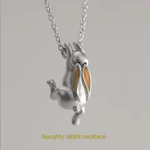 Retro Cute Rabbit Necklaces Earrings for Women Fashion Cartoon Animal Pendant Clavicle Chain Goth Girls Jewelry Accessories Gift