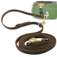high quality dog training leash long pulling rope handmade real leather pet p leashes for medium big dogs pet walking leads