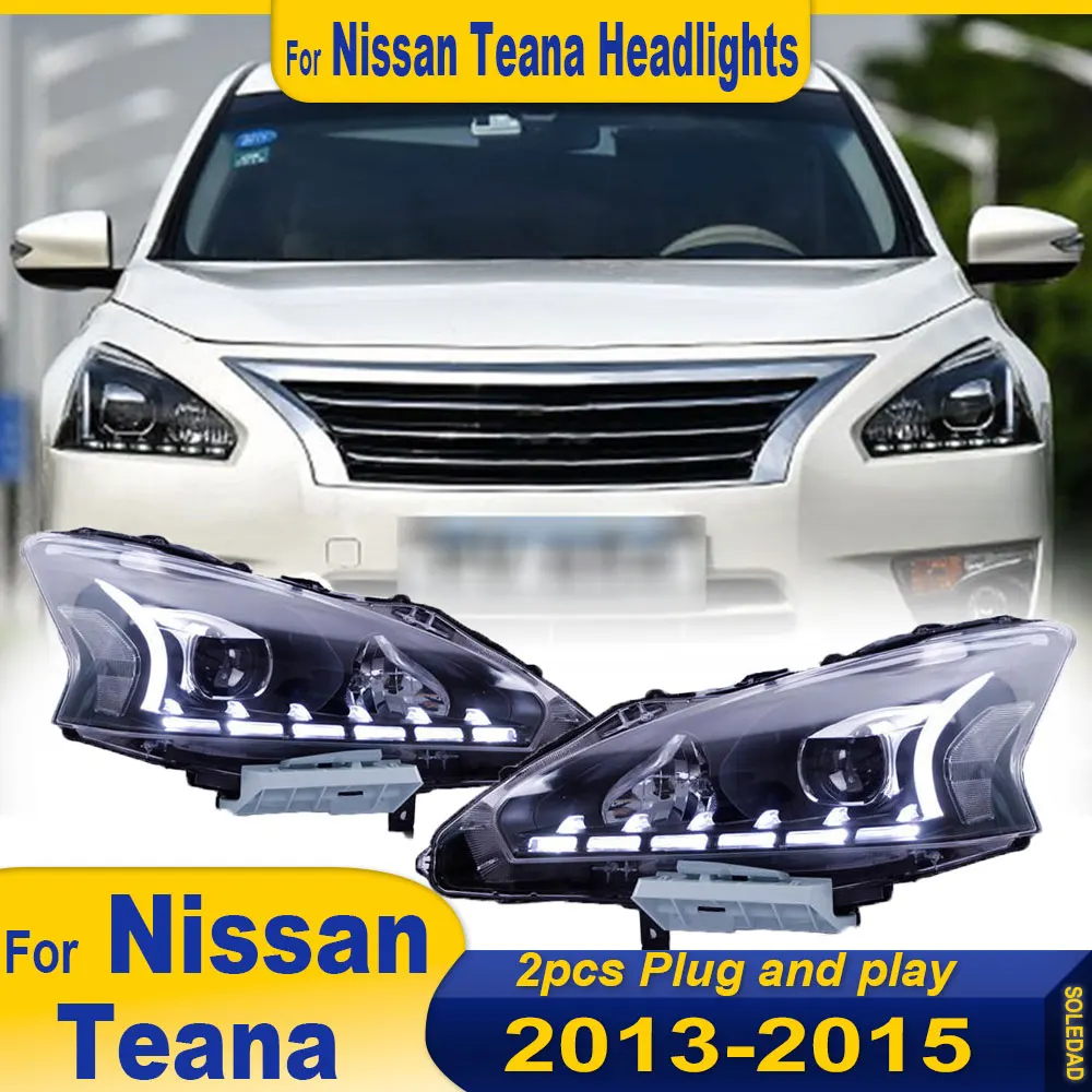 Фото Автомобильные фары в сборе для Nissan Teana, фары 2013 2014 2015, Altima, фара DRL, указатель поворота, проектор, аксессуары для линз №2