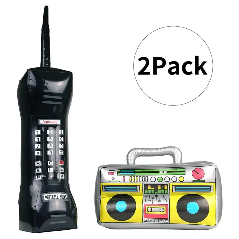 2PCS Pool Party Inflatable Radio Boombox Boom Retro Mobile Phone For 80s 90s Decorations Rapper Hip Hop Outdoor Inflatable Toys
