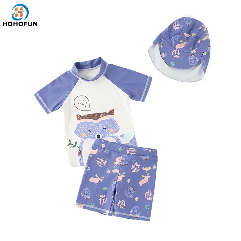 Baby Boy Swimwear 3 Pcs Set Bathing Surfing Suit Kids Long Sleeve Cartoon Beach Wear Children's Swimsuit for Toddler Boys 2-7T