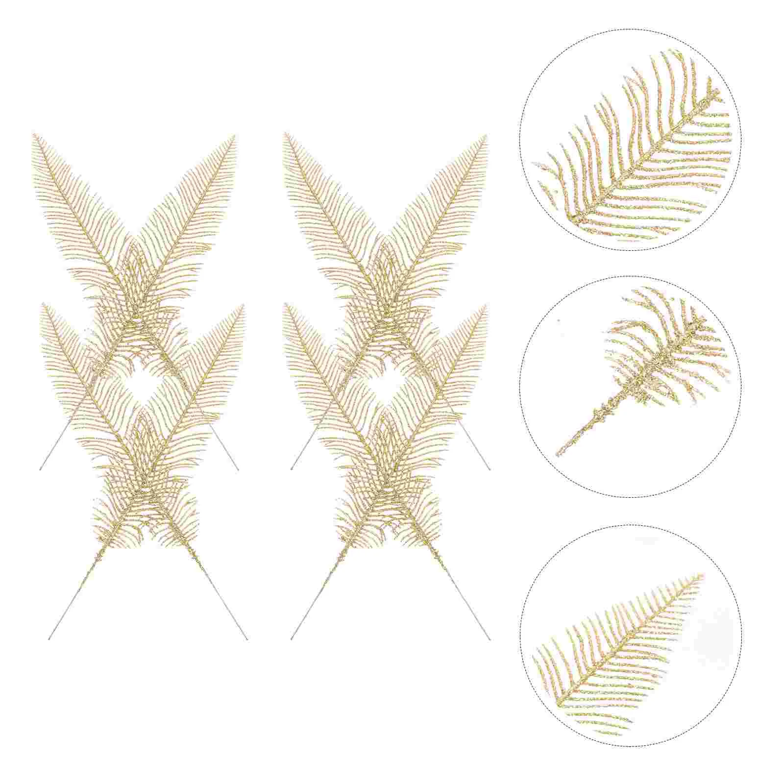 

10 Pcs Gold Powder Blade Christmas Picks Fall Floral Arrangements Flower Decorations Fake Leaves Decorative Plastic Wreath