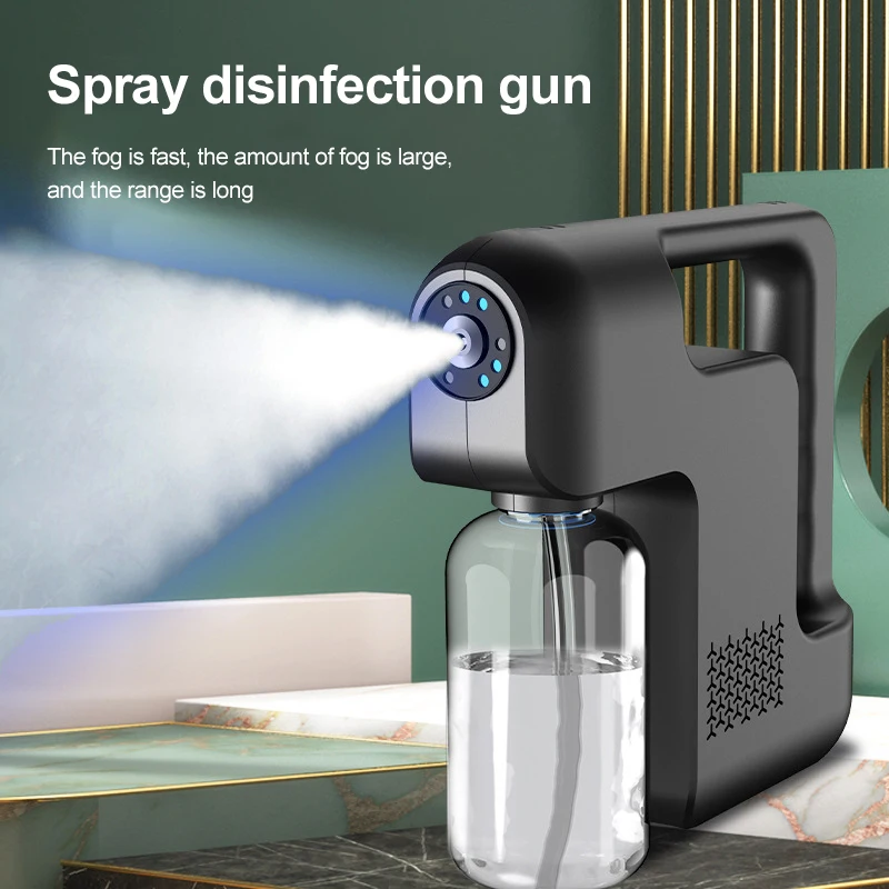 

Wireless Gun Disinfectant Sprayer Nano Blue Light Steam Atomizing Fogger Home-garden Sterilization Nebulizers Spray 480ML