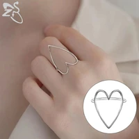 zs 1pc minimalist stainess steel heart ring for women girls silver color love ring polished lines finger ring 5678910 gift