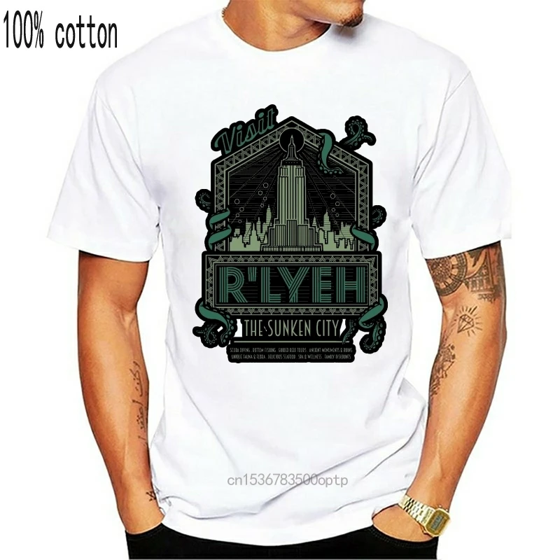 

Man Clothing Rlyeh - The Sunken City - H.P. Lovecrafts Call Of Cthulhu Inspired Mens Horror Themed t-shirt Screen Printed By Han