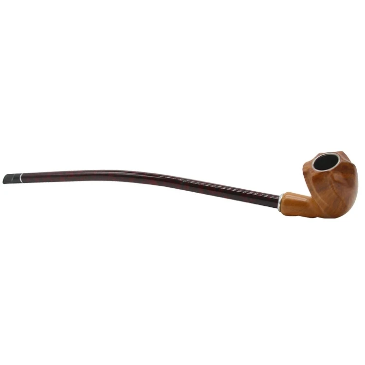 

New 410MM Carved Wood Resin Pipe Long Handle Cigarette Holder Classic Exquisite Wooden Tobacco Smoking Pipe Smoke Gift With Box