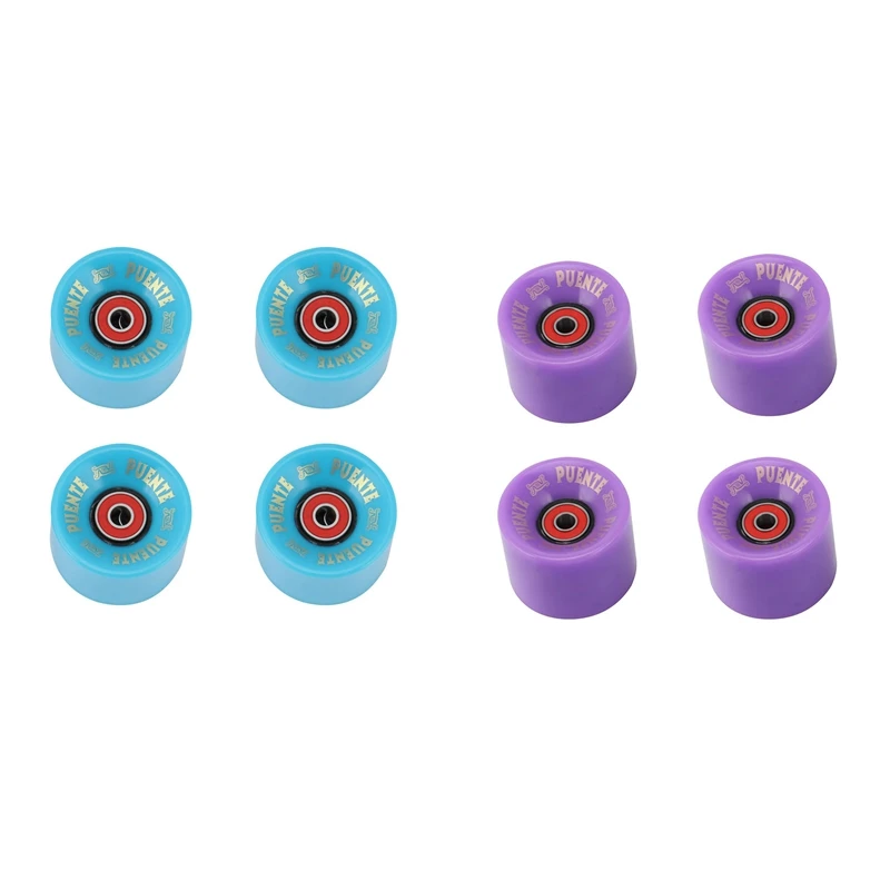 

PUENTE 8Pcs Cruiser Skateboard Wheels PU Wheels Long Board Cruiser Wheels With ABEC-9 Bearings,Blue & Purple