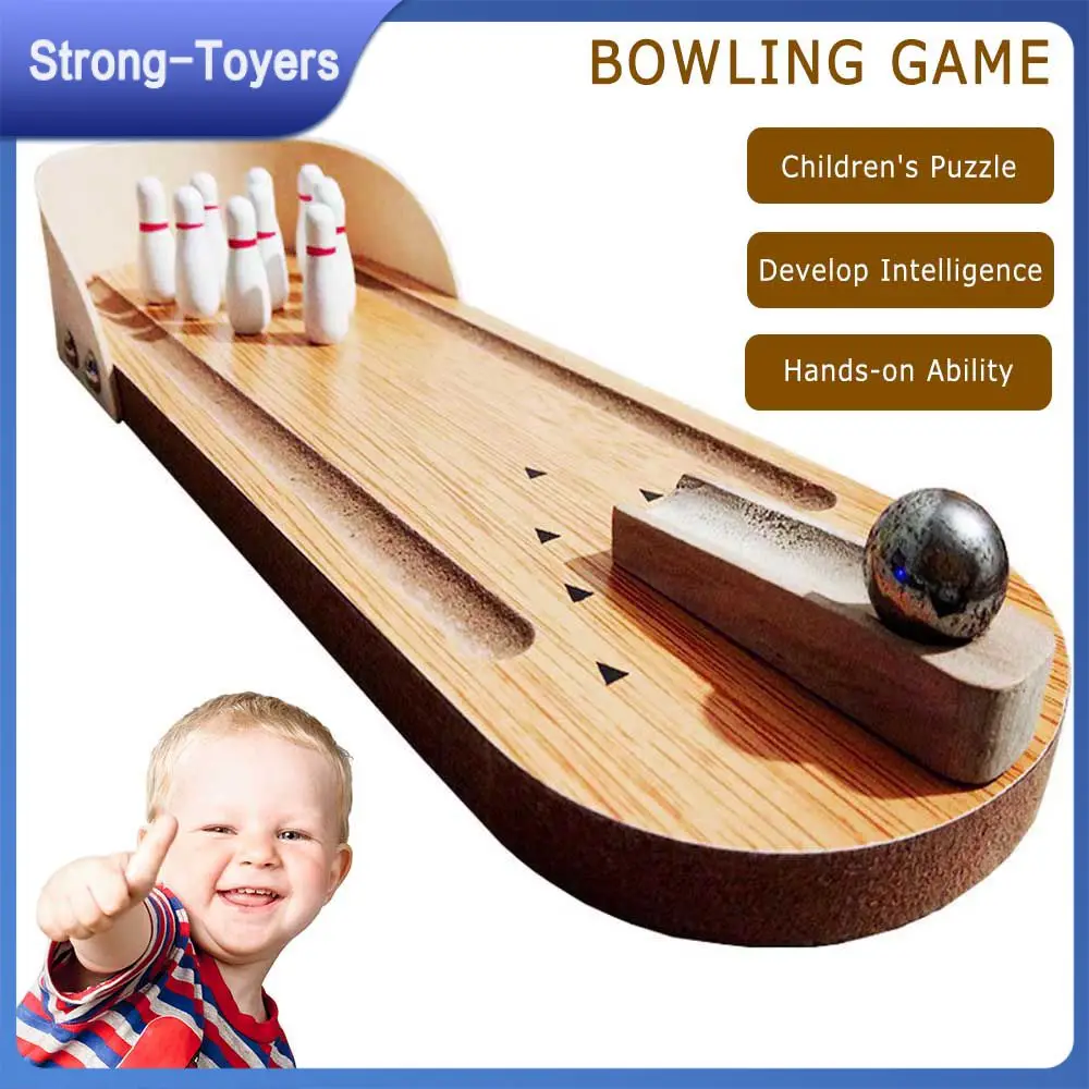 

Desktop Bowling Toy Wooden Mini Table Bowling Game Parent Child Puzzle Table Games Outdoor Indoor Perfect Sports Learning Gift