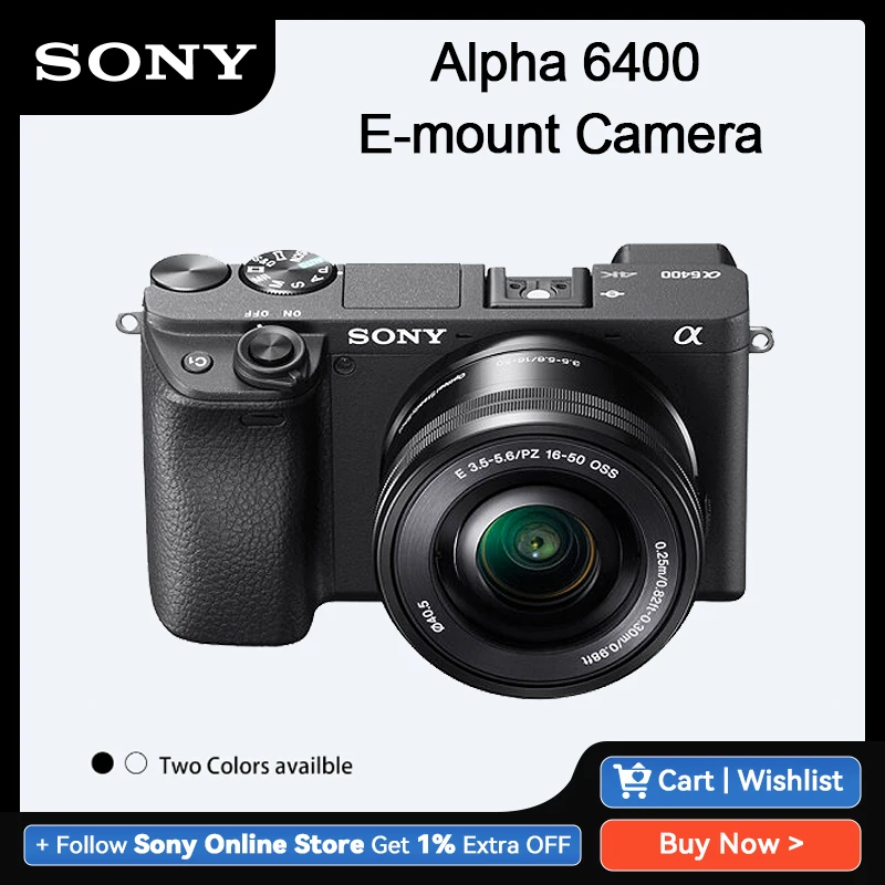 

Sony Alpha A6400 E-Mount беззеркальная камера цифровая камера с объективом 16-50 мм компактная камера Профессиональная фотография Sony A6400