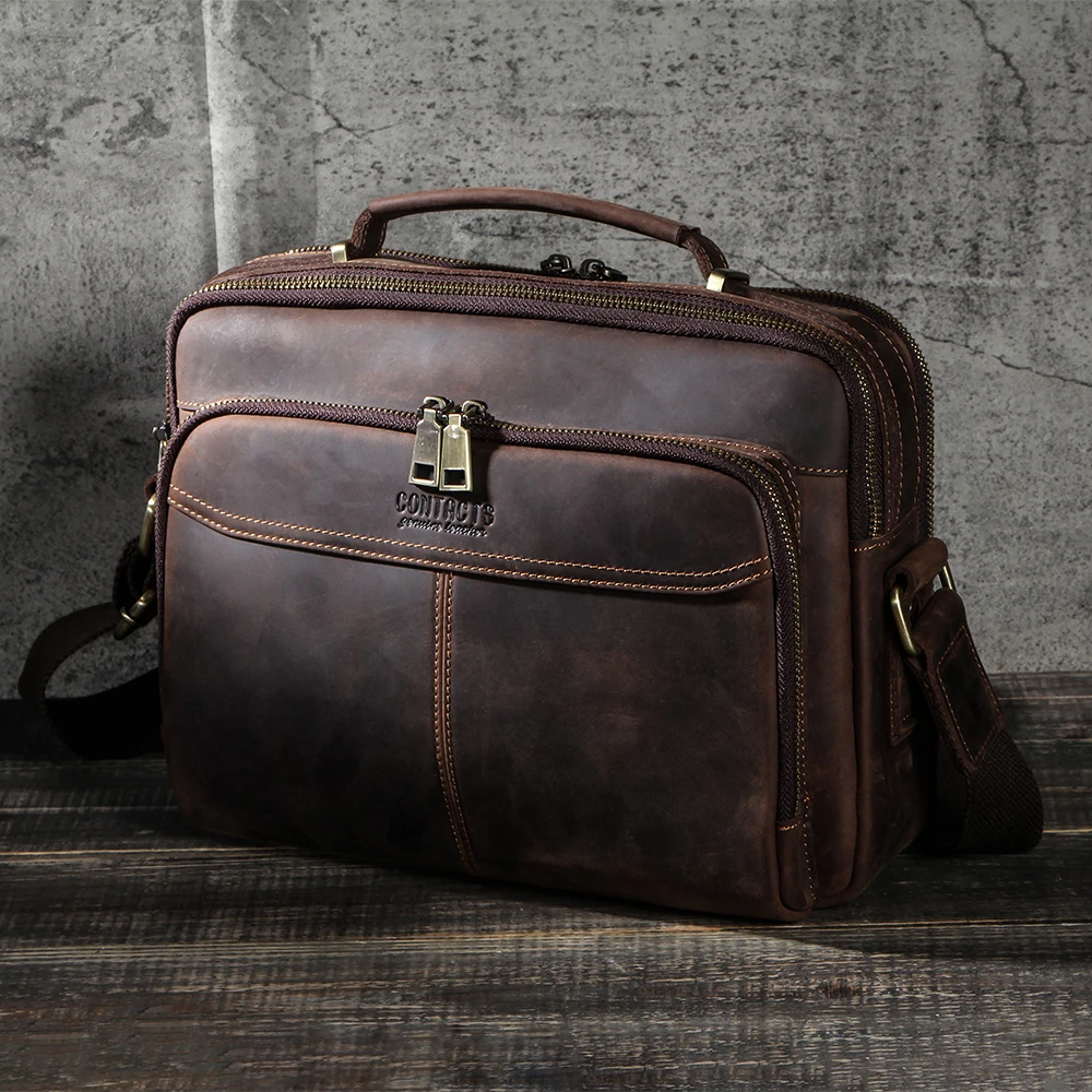 Retro Luxury Men's Briefcase Genuine Leather Casual Business Handbag Document Messenger Bag Male Crossbody Bags Shoulder Bolsas