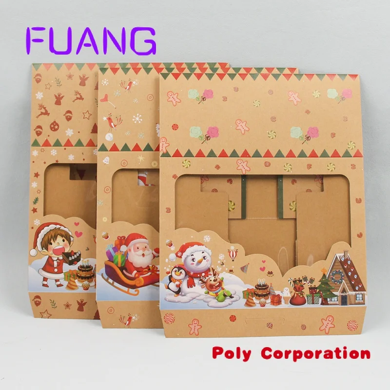 2022 Xmas Present Christmas Window Cake Box Design For Christmas Bakery Cookie Cake Packagingpacking box for small business