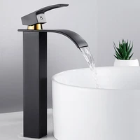 bathroom basin faucet deck mount waterfall bathroom faucet vanity vessel sinks mixer tap single handle cold and hot water tap