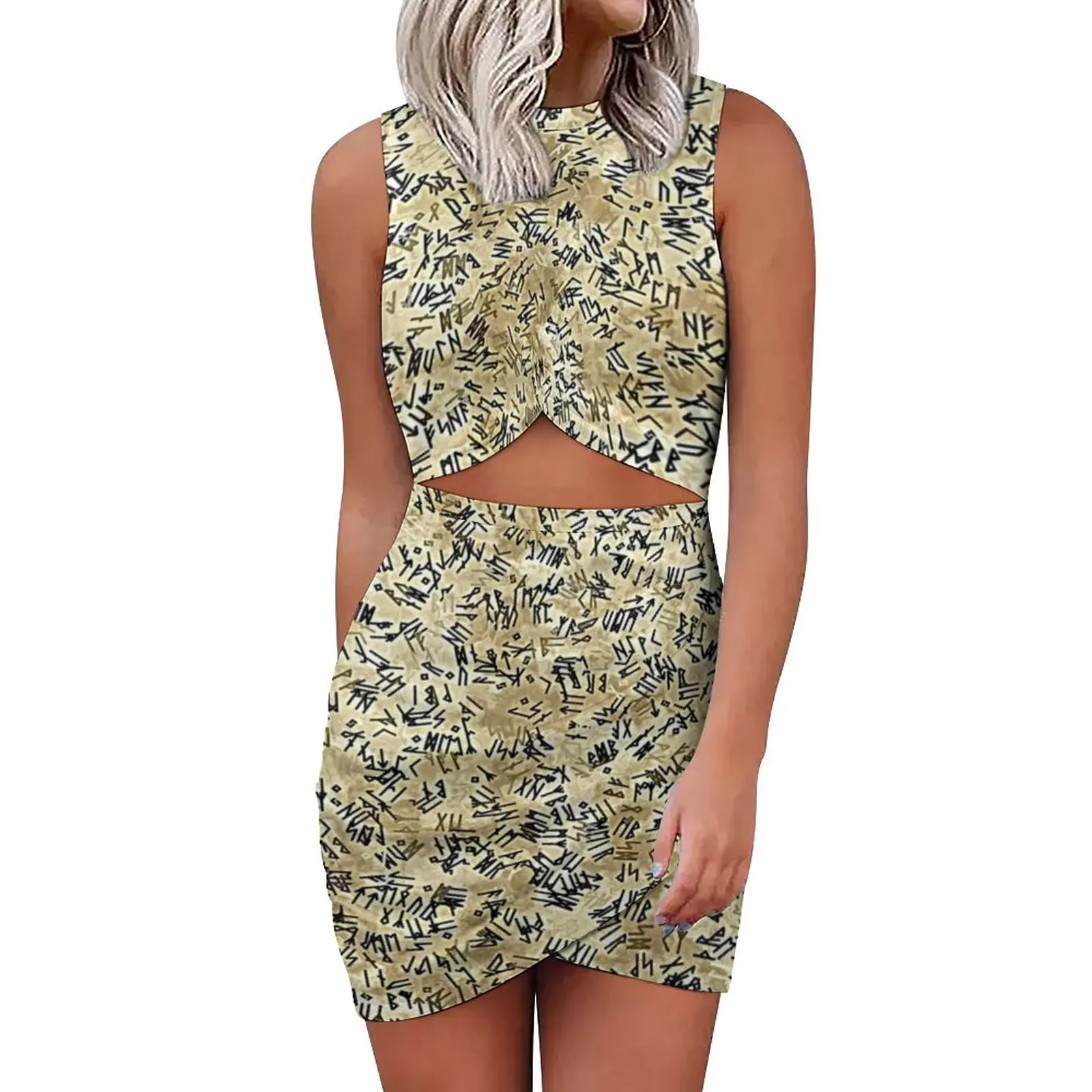 

Облегающее платье с абстрактным принтом и надписью бесконечные Модные платья с вырезами уличное платье большого размера 3XL 4XL