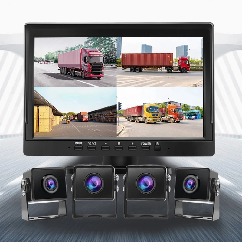 

10inch 360 degree truck camera 1080p vehicle blackbox dvr recorder system 12v 24v truck Reverse image 4 camera dvr