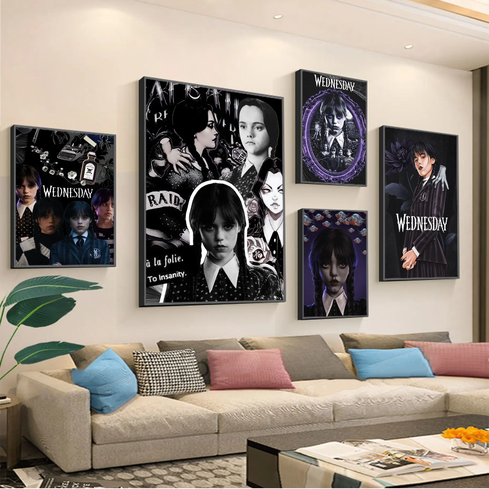 

American Movie TV Wednesday Addams Classic Vintage Posters Whitepaper Sticker DIY Room Bar Cafe Stickers Wall Painting