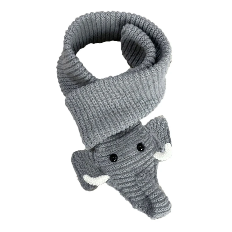 

MXMB Adult Winter Thicken Scarf Cartoon Elephant Knitted Cross Collar Scarf Windproof