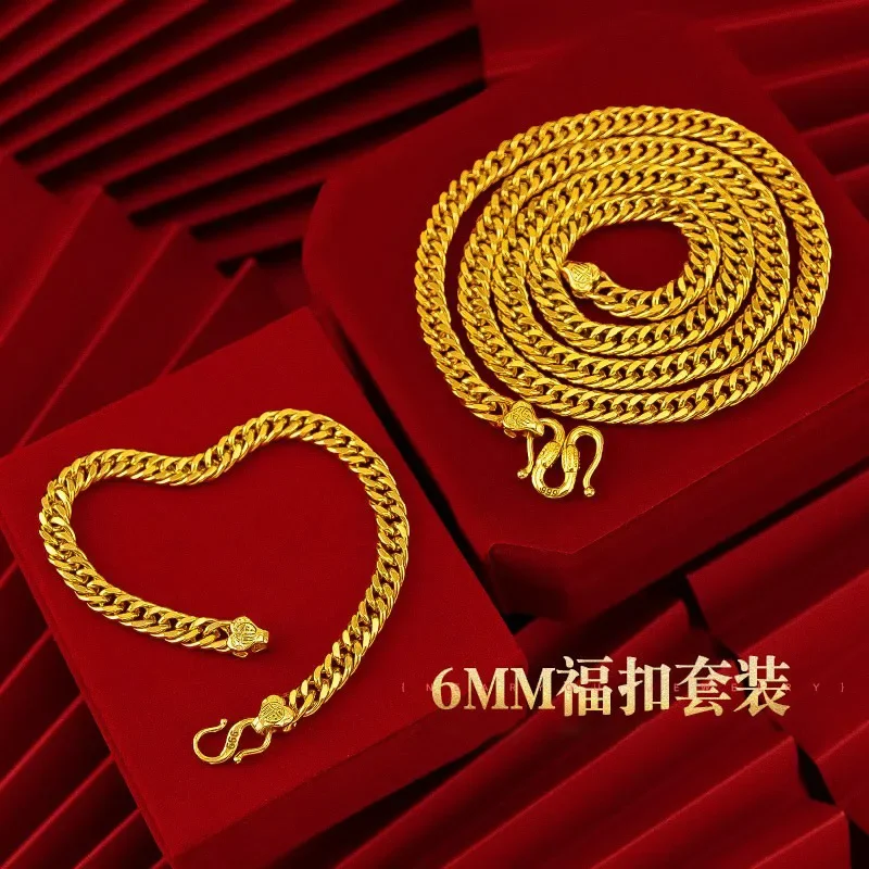 Настоящее золото 9999 желтое 24 карата ожерелье-цепочка Boss костюм-браслет