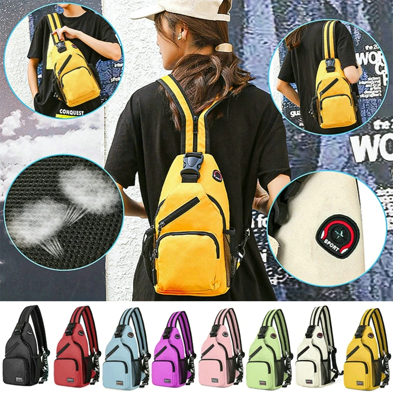 Women Outdoor Backpack Fashion Chest Bag Travel Waterproof Backpacks Solid Color Handbag For Girls Canvas Shoulder Bag