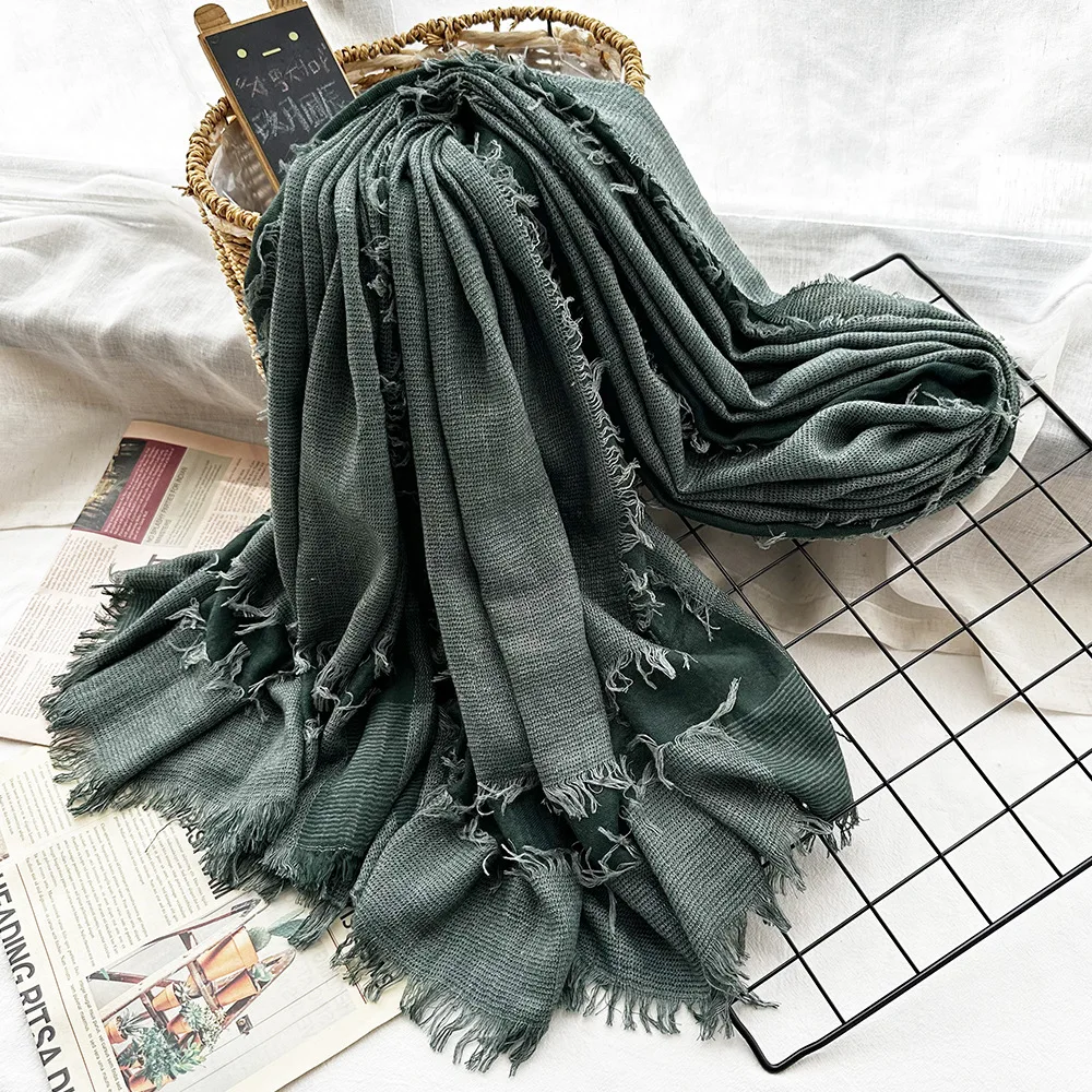 Мусульманская вискозная шаль для женщин вискоза шарф-хиджаб шарф с заусенцами