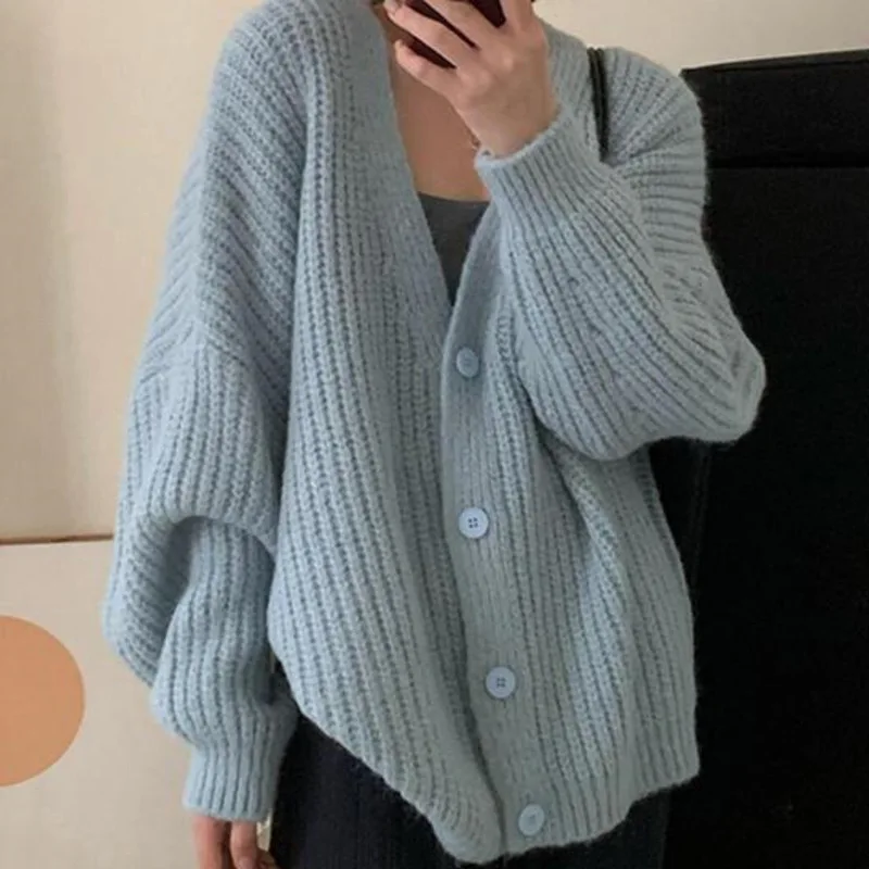 

Temperament Commuter Knitted Women's Autumn and Winter Thick Design Feel Lazy Sweater Coat Top Fashion