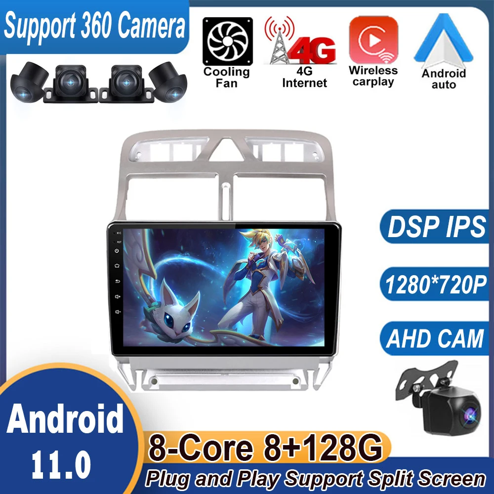 

9" Android 11.0 System Car Video Player GPS Navigation Radio Multimedia For Peugeot 307 307CC 307SW 2004 - 2013 DSP IPS Screen