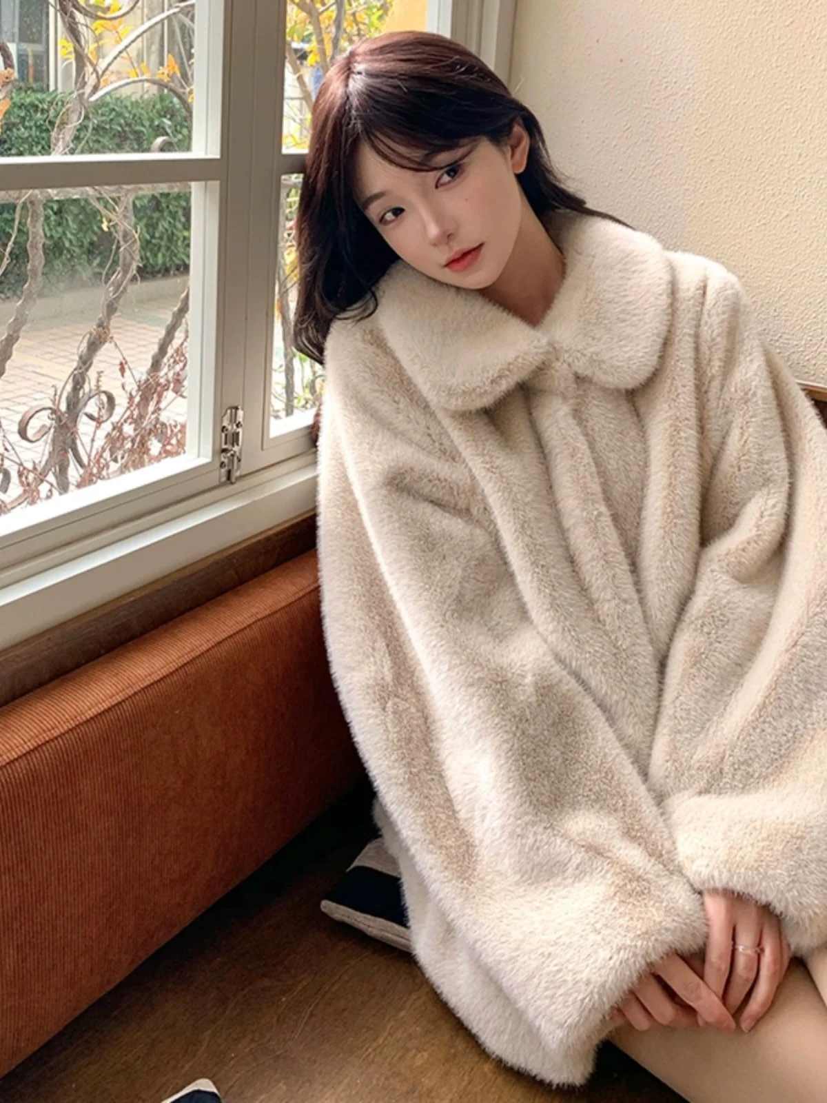 French Rixo Rane French sle Light Luxury⭐Advanced Mink Velvet Environmental Protection Fur Coat Outerwear Women Thick Loose