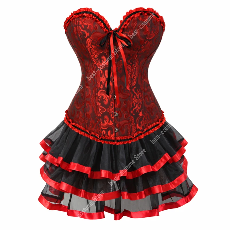 

Burlesque корсет платье сексуальный женский корсет юбка-пачка костюм для бурлеска кружевной жаккардовый Бюстье корсет