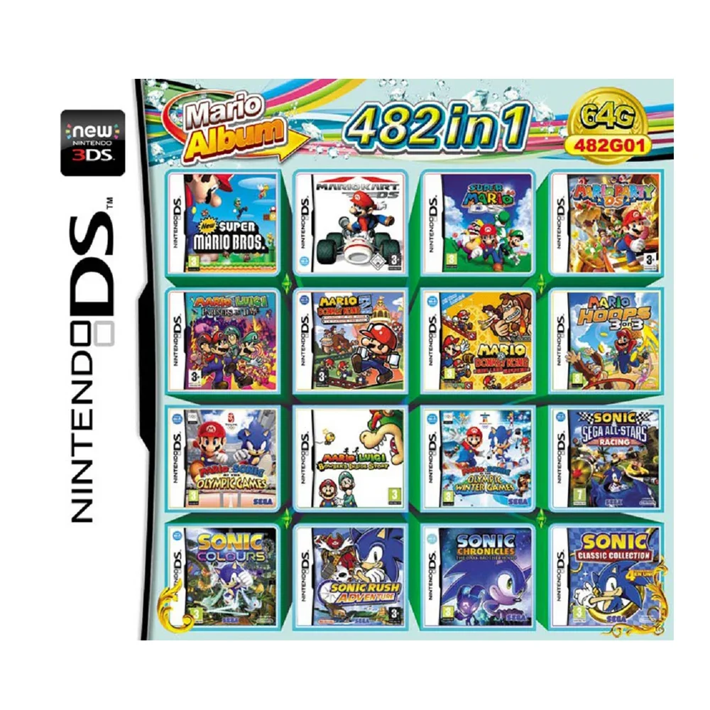 Игра Tarjeta 482 en 1 воспроизведение видео DS NDS 3DS NDSL