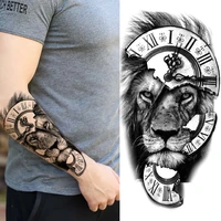 new disposable full arm tattoo stickers animal half arm fake tattoo tiger lion waterproof tattoo stickers for women and men