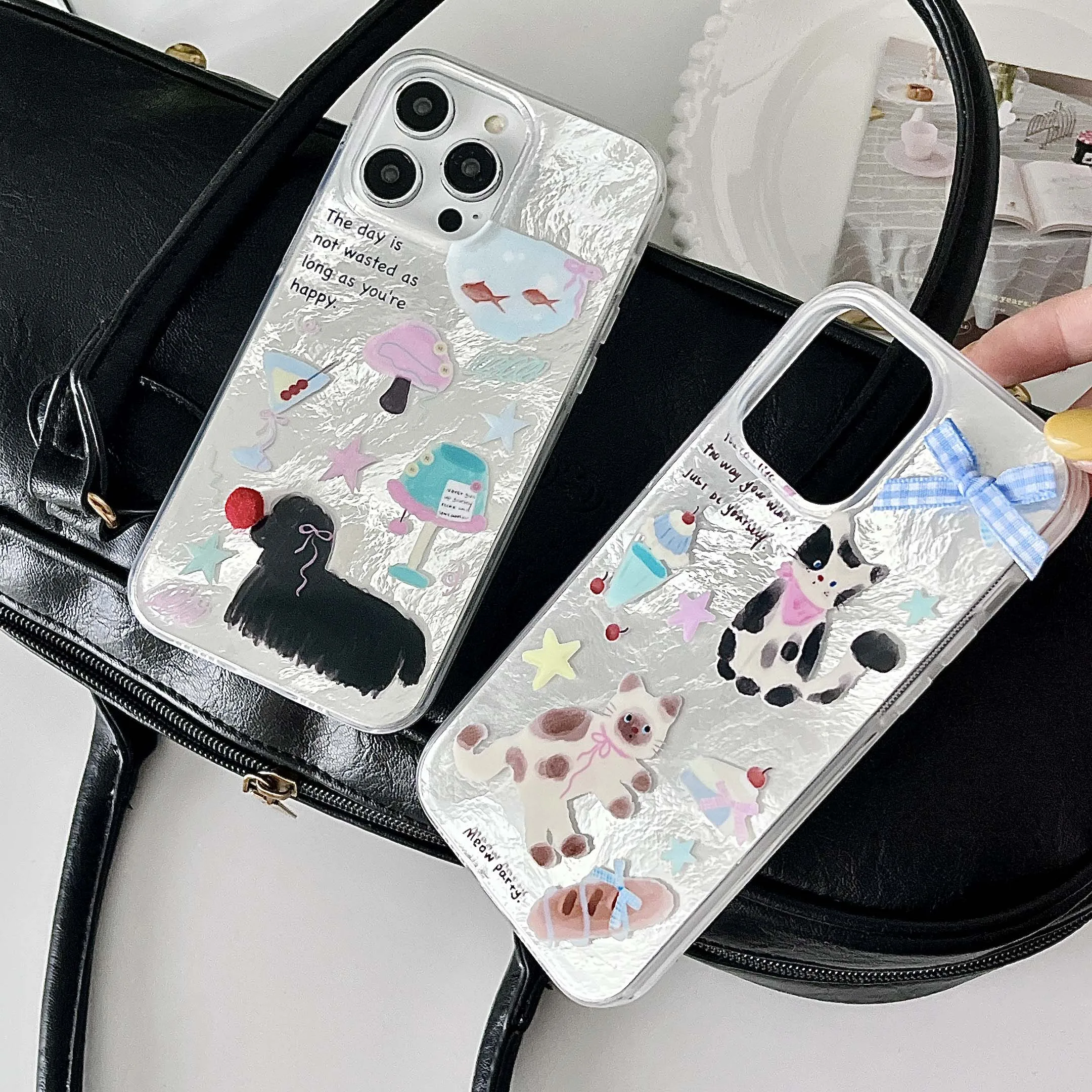 Милый мультяшный чехол Ins для телефона с изображением щенка котенка Iphone 14Pro 13 15Pro 14