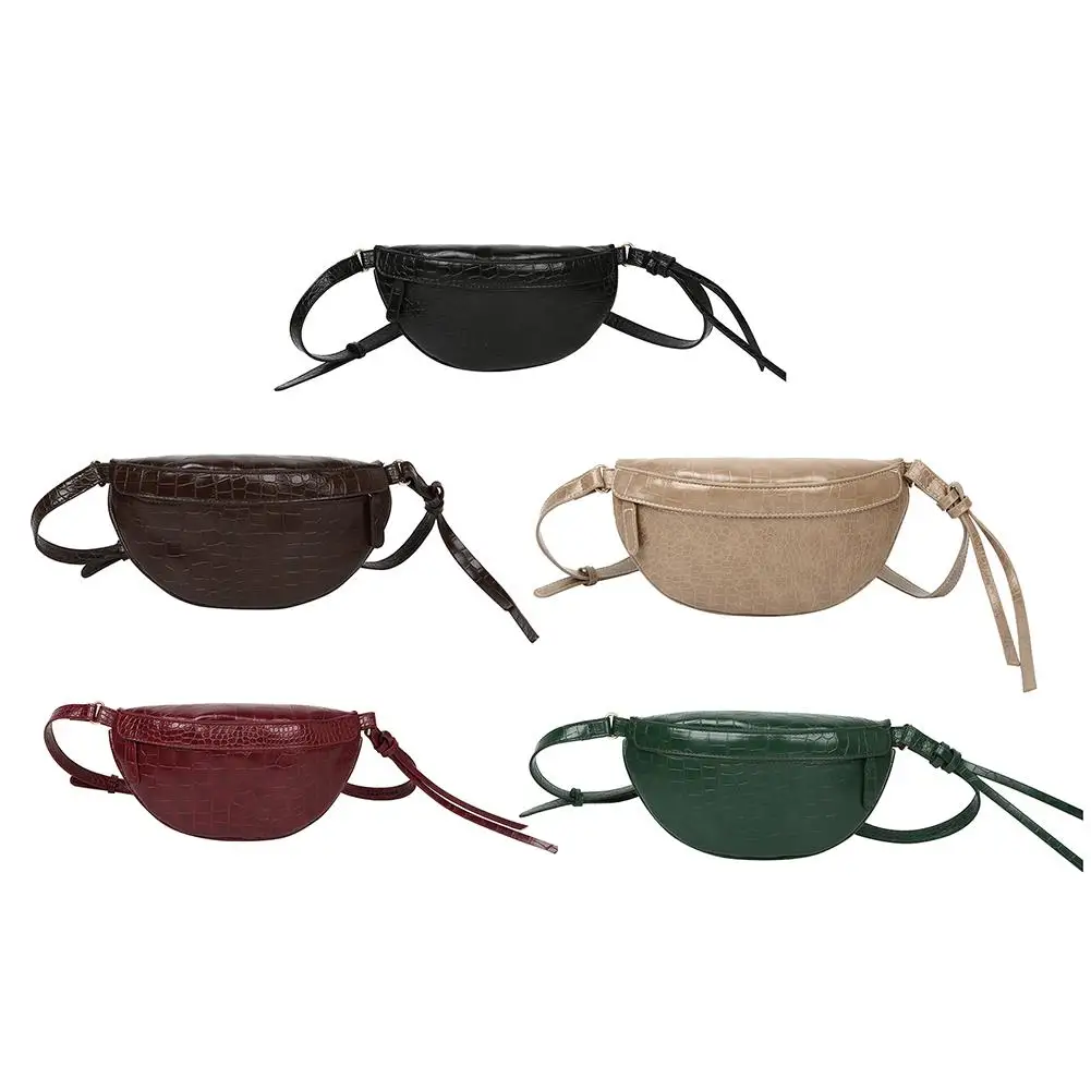 

Hot Sale Waist Packs Delicate Design Solid Color Women Chest Pack PU Leather Serpentine Waist Messenger Shoulder Bag