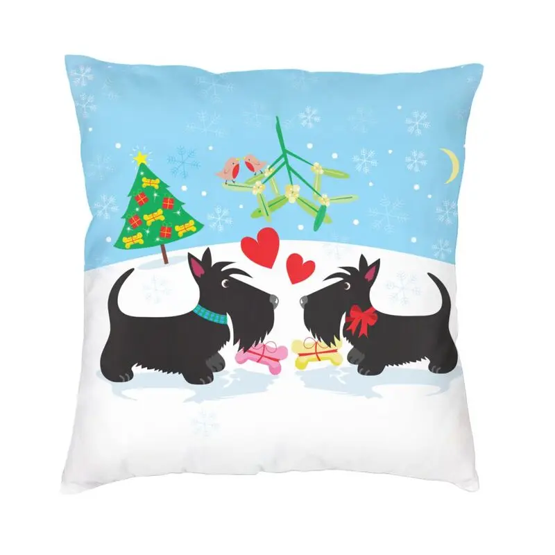 

Cute Couples Scottish Terrier Cushion Cover 35x35 cm Scottie Dog Lover Throw Pillow Case Decor Home Bedding Sofa Pillowcase