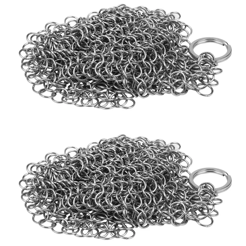 

2X Cast Iron Cleaner -Premium 316 Stainless Steel Chainmail Scrubber , 8X6 Inch Promotion