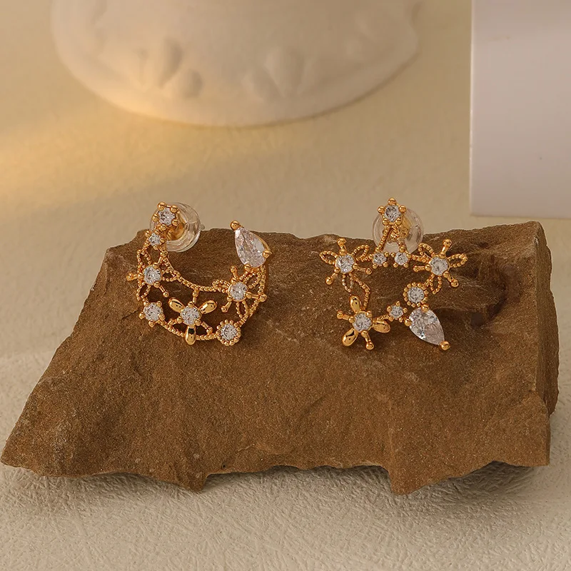 

Темпераментная Современная Персонализированная Звезда Луна Циркон женская драгоценность подарок ювелирные изделия оптом