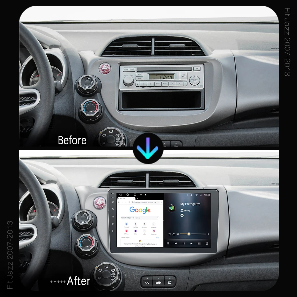 Автомагнитола KAIER 10 1 дюйма Восьмиядерный процессор Android 6 + 128 ГГц GPS DSP 4G |