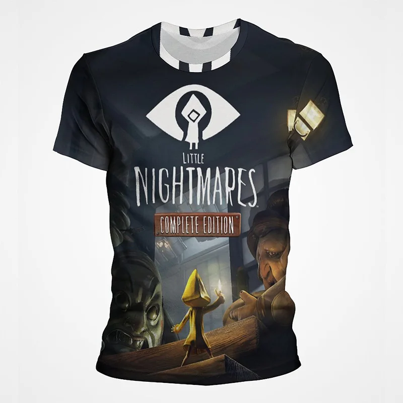 

Футболка Мужская/женская оверсайз с коротким рукавом, винтажная уличная одежда с принтом игр «маленький ночные кошмары», Повседневная летняя одежда
