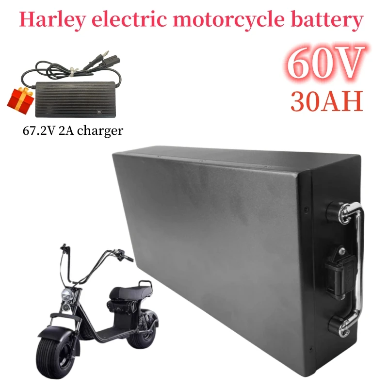 

Harley 60V 30Ah 2000w For Electric Car Foldable Electric Scooter Bicycle 18650 Lithium Battery Pack Waterproof With 67.2V 2A Cha