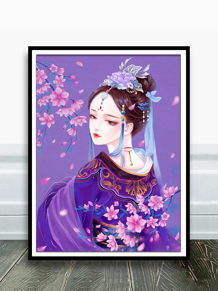 

Real Printed Cross Stitch 2021 Line Embroidery Living Room Simple Modern Fresh Characters Beauty Embroidery Ancient Hand Hua Dan