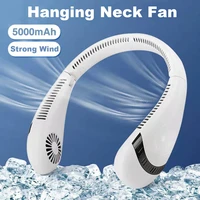 xiaomi portable neck fan 5000mah foldable usb rechargeable bladeless mute wearable neckband fans air cooling fan for sports