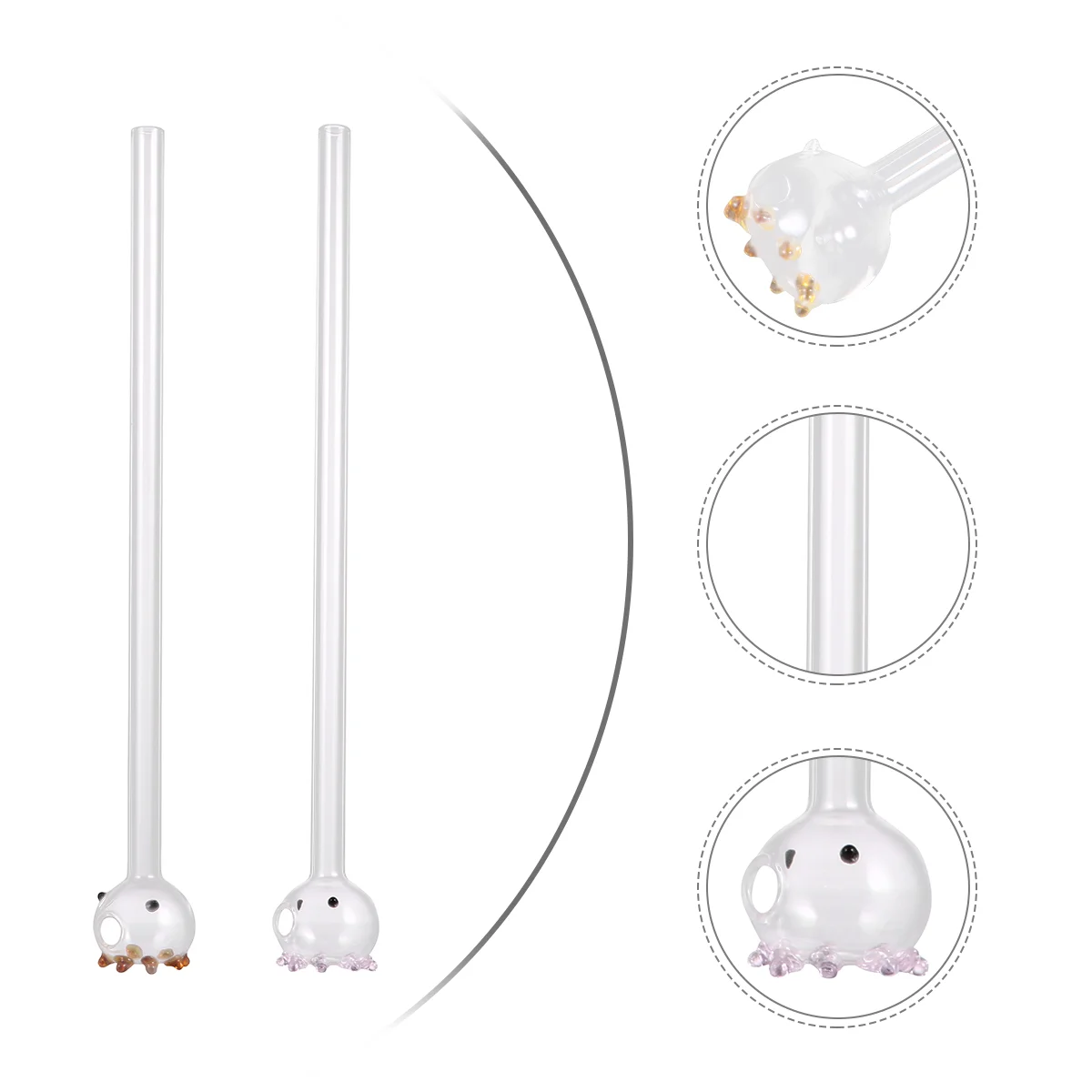 

Цветные соломинки-осьминоги, прозрачные стеклянные соломинки, 2 шт.