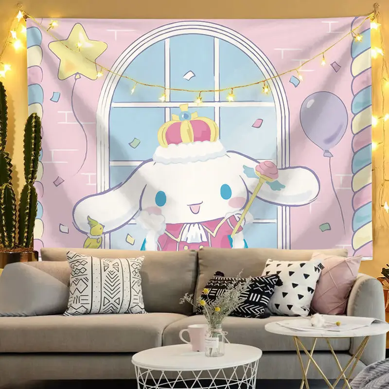

Cinnamoroll Kawaii Sanrio Background Cloth Cute Cartoon Anime Tapestry Wall Hanging Home Decoration Bedroom Girl Birthday Gift